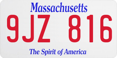 MA license plate 9JZ816