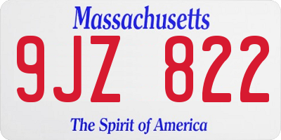 MA license plate 9JZ822