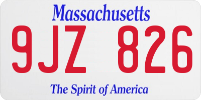 MA license plate 9JZ826