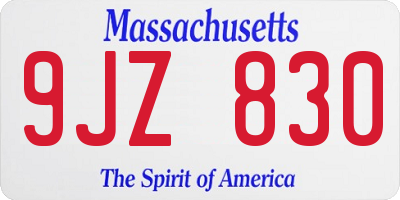 MA license plate 9JZ830
