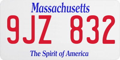 MA license plate 9JZ832