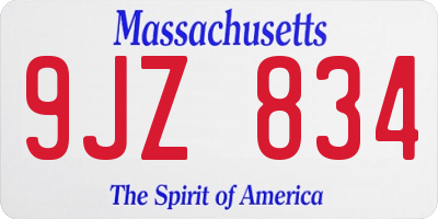 MA license plate 9JZ834