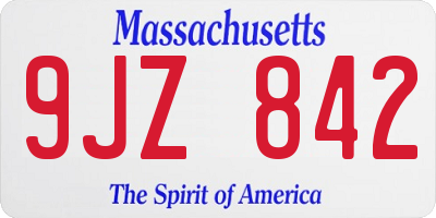 MA license plate 9JZ842
