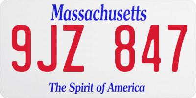MA license plate 9JZ847