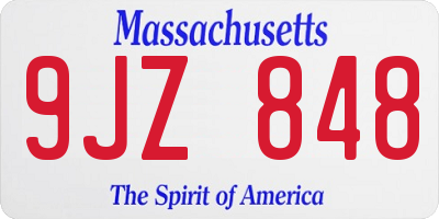 MA license plate 9JZ848