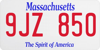 MA license plate 9JZ850