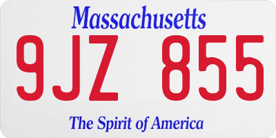 MA license plate 9JZ855