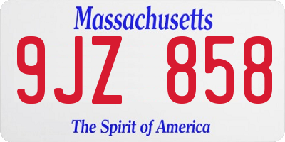 MA license plate 9JZ858