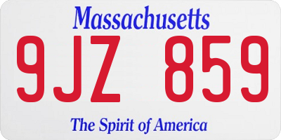 MA license plate 9JZ859