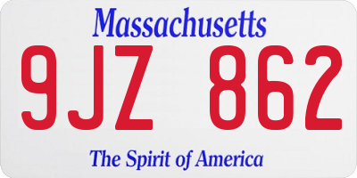 MA license plate 9JZ862