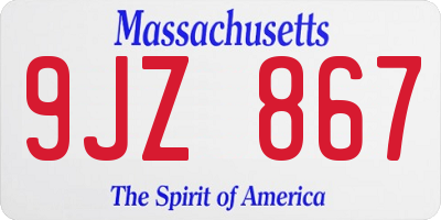MA license plate 9JZ867
