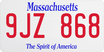 MA license plate 9JZ868