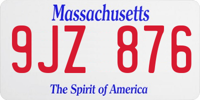 MA license plate 9JZ876