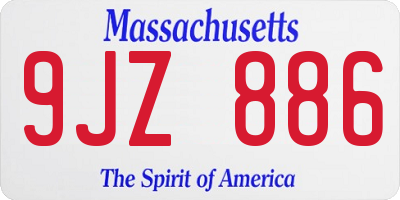 MA license plate 9JZ886