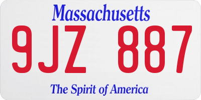MA license plate 9JZ887