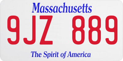 MA license plate 9JZ889
