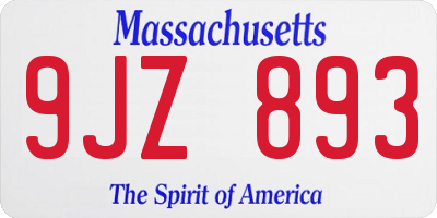 MA license plate 9JZ893