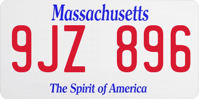 MA license plate 9JZ896