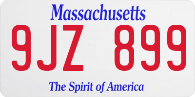 MA license plate 9JZ899