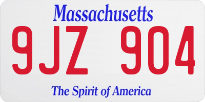 MA license plate 9JZ904