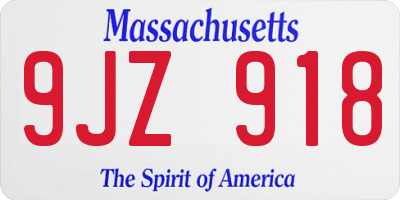 MA license plate 9JZ918