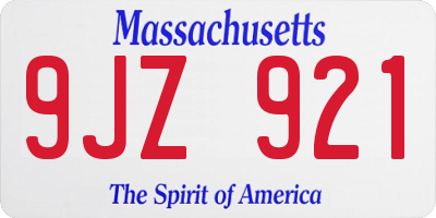 MA license plate 9JZ921