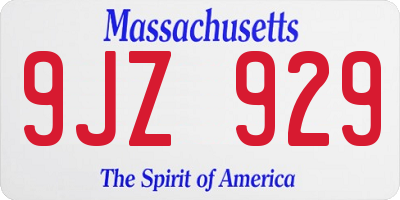 MA license plate 9JZ929