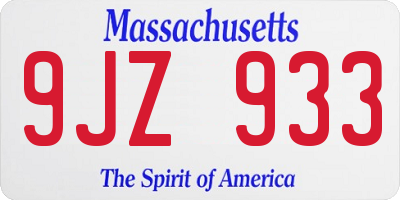 MA license plate 9JZ933