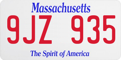 MA license plate 9JZ935