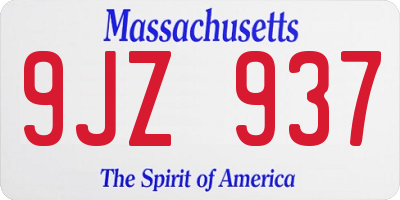 MA license plate 9JZ937
