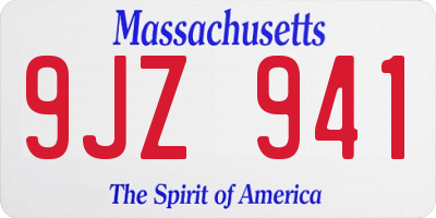 MA license plate 9JZ941