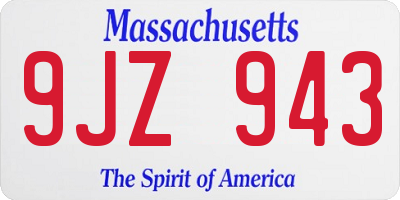 MA license plate 9JZ943