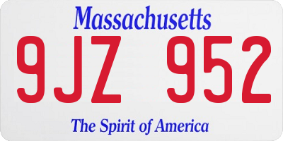 MA license plate 9JZ952