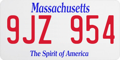 MA license plate 9JZ954