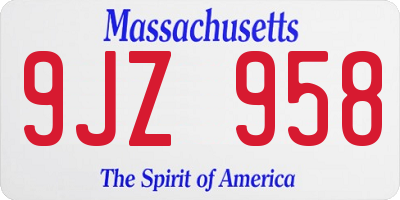 MA license plate 9JZ958
