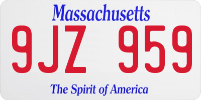 MA license plate 9JZ959