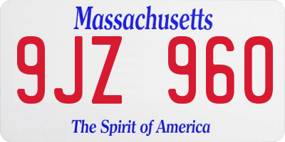 MA license plate 9JZ960