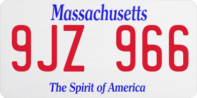 MA license plate 9JZ966