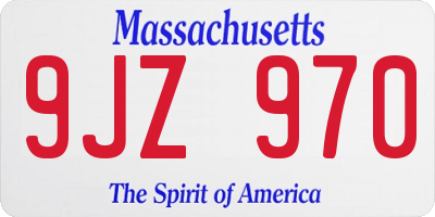 MA license plate 9JZ970
