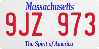 MA license plate 9JZ973