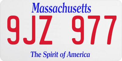 MA license plate 9JZ977