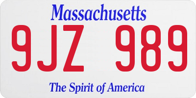 MA license plate 9JZ989