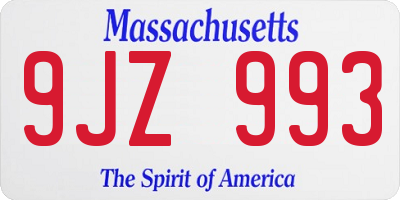 MA license plate 9JZ993