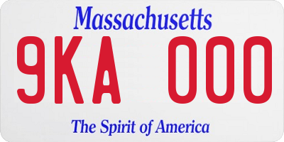 MA license plate 9KA000
