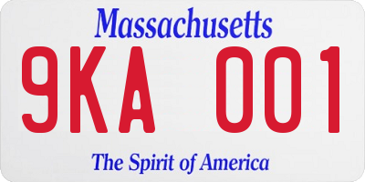 MA license plate 9KA001