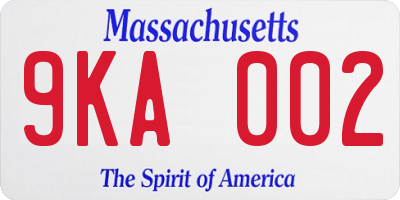 MA license plate 9KA002