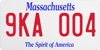 MA license plate 9KA004