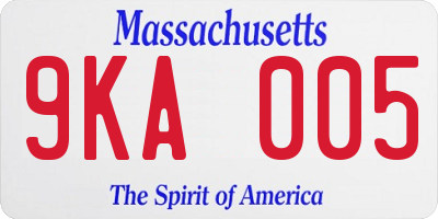 MA license plate 9KA005