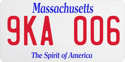 MA license plate 9KA006