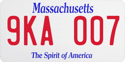MA license plate 9KA007